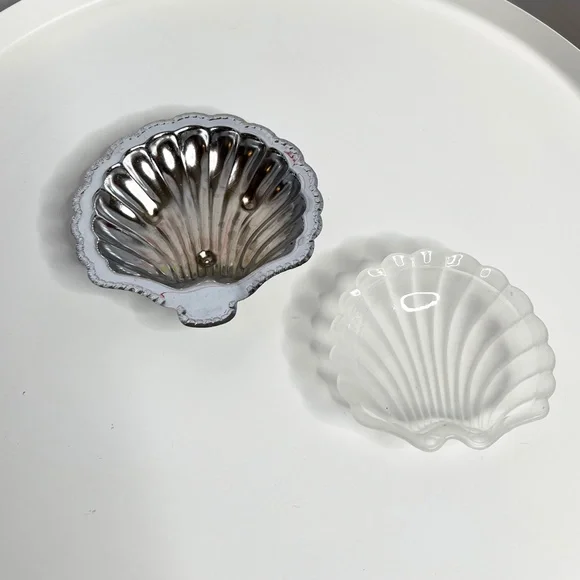 Sea Shell Silver Dish with Glass Insert - Picture 2 of 3